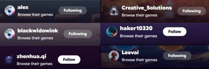 Followers and following on Astrocade